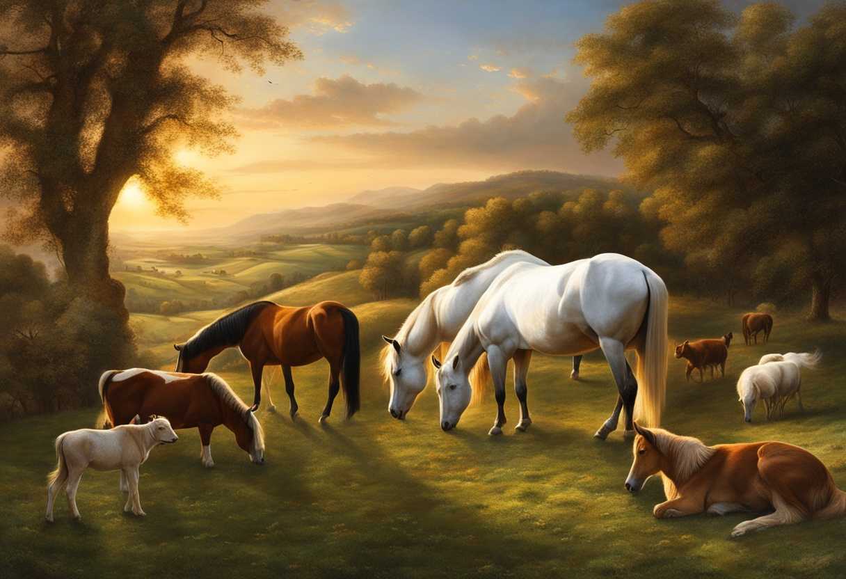 Animals-peacefully-grazing-in-a-serene-sunset-lit-rural-landscape-embodying-harmony-and-tranquility_iqfo