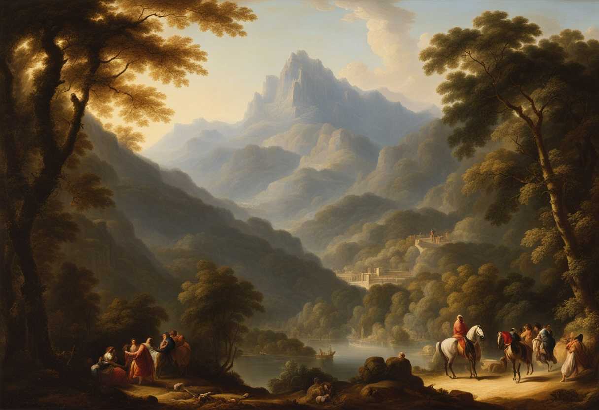 People-marvel-at-towering-mountain-basking-in-sunlight-feeling-small-yet-connected-to-ancient-wisd_egbe