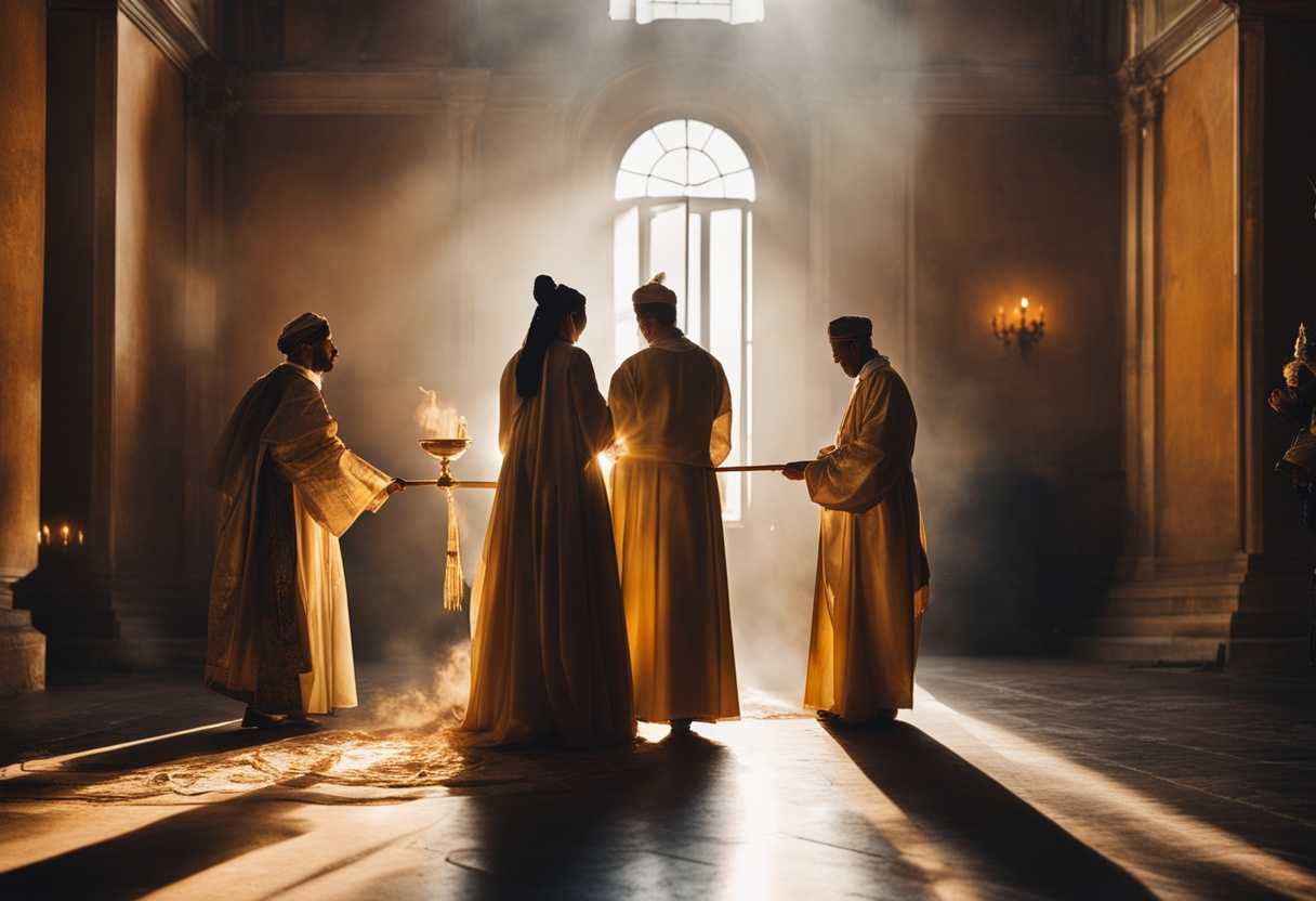People-in-traditional-attire-perform-a-reverent-religious-ritual-in-soft-golden-light_xwln