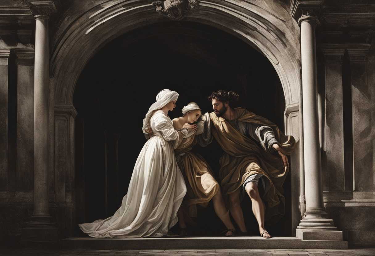 A-man-and-woman-stand-at-a-city-gate-emotions-swirling---guilt-fear-sadness-defiance_wohf