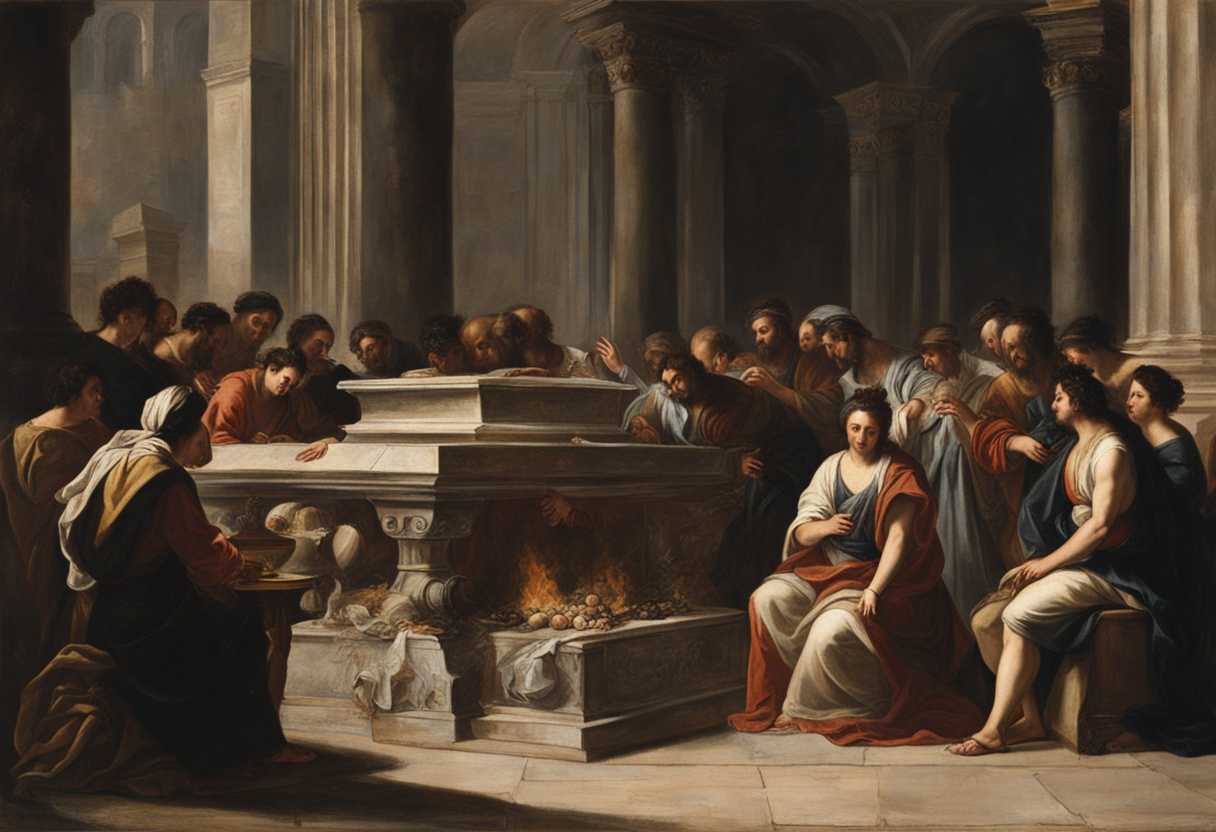 A-group-of-people-gather-around-an-ancient-stone-altar-offering-burnt-offerings-with-reverence_vphc