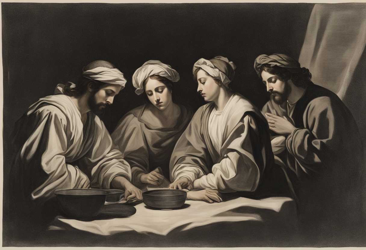 A-group-of-people-in-a-circle-heads-bowed-in-reflection-under-soft-light_facs