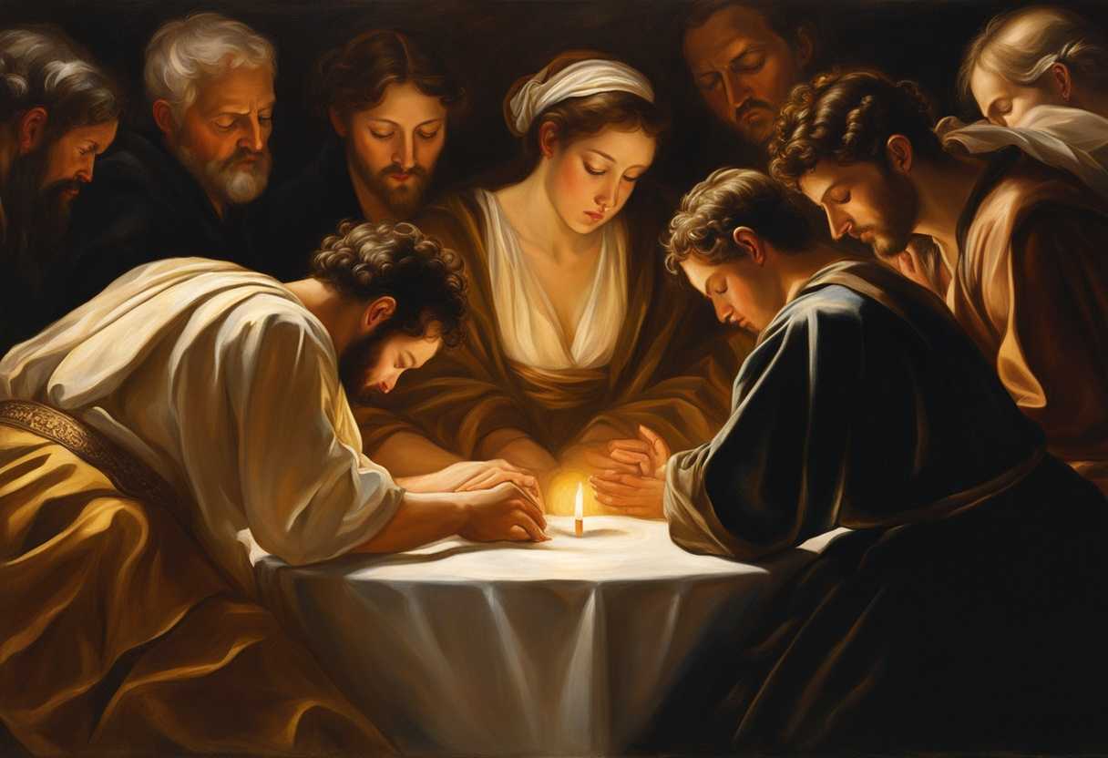 People-in-a-circle-heads-bowed-in-prayer-bathed-in-golden-light-united-in-faith_bcnz