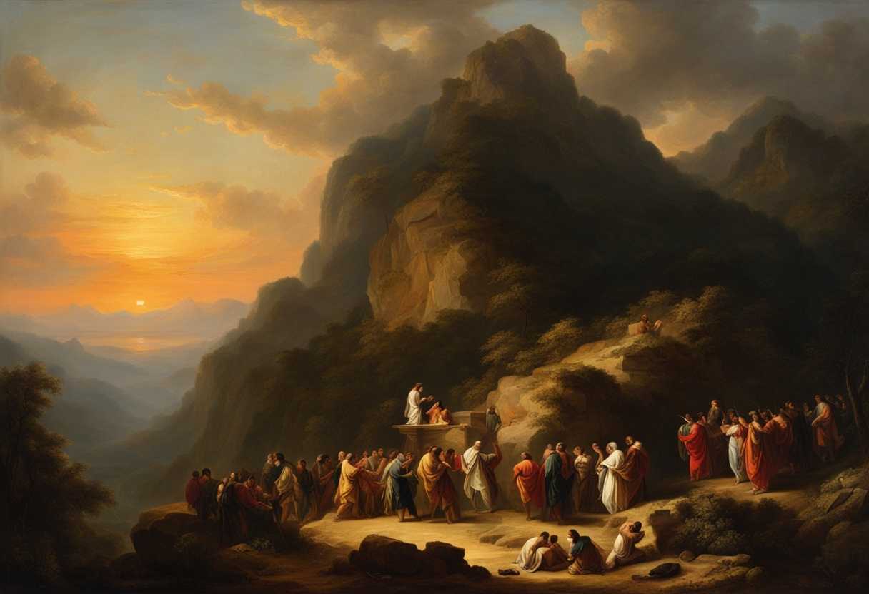 Gathering-at-mountain-peak-at-sunset-offering-sacrifices-in-traditional-attire-ancient-ritual_oumb