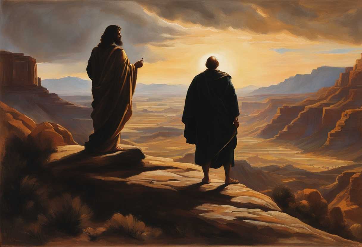 Moses-stands-alone-in-Moab's-vast-land-silhouetted-against-the-setting-sun-radiating-strength-and-_rszh