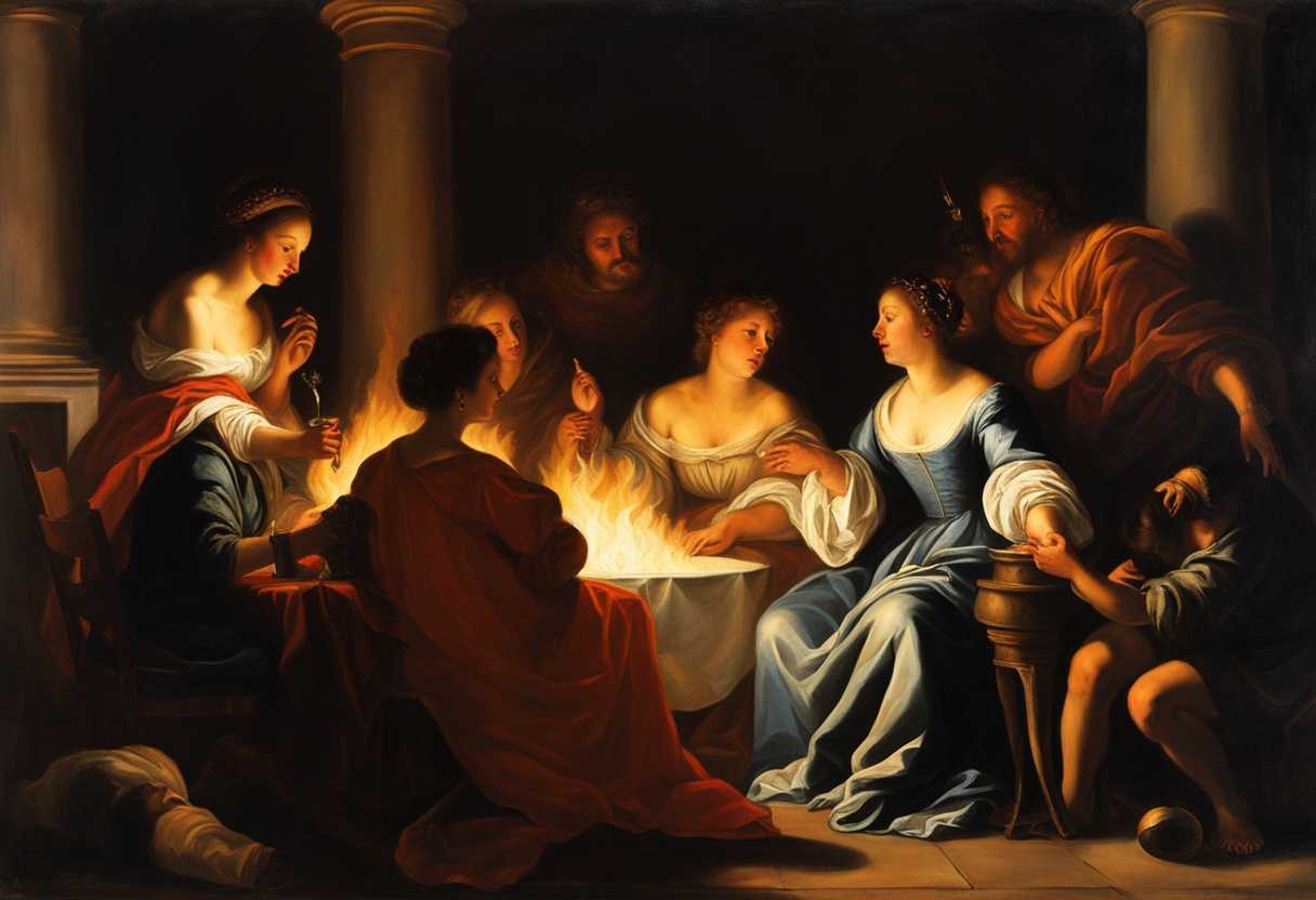 People-gathered-around-a-roaring-fire-faces-aglow-in-flickering-light-awestruck-by-a-heavenly-voic_bhpi