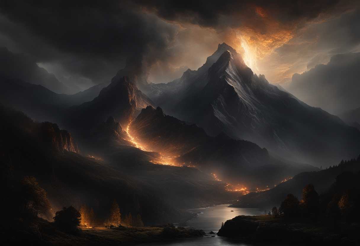 Majestic-mountain-shrouded-in-darkness-flickering-fire-in-foreground-creating-an-awe-inspiring-mys_grnq