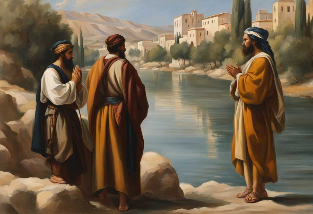 Israelites-stand-at-Jordan-River-gazing-at-towering-cities-praying-fervently-feeling-awe-and-dete_nlss