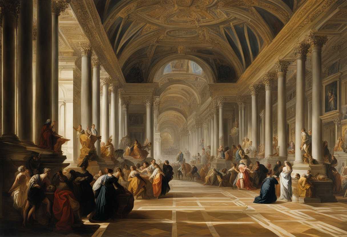 Regal-figures-in-a-grand-hall-bathed-in-light-and-shadow-exuding-authority-and-reverence_hlvo