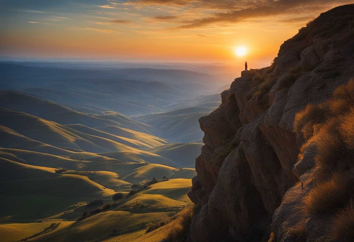 Solitary-figure-on-cliff-at-sunset-wind-tousling-hair-gazing-at-expansive-rugged-landscape_rofp