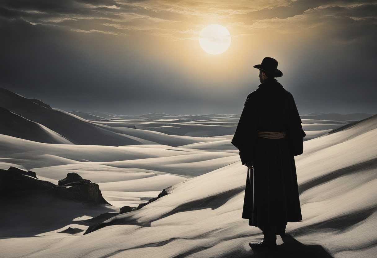 Solitary-figure-in-desolate-landscape-staring-at-sun-deep-shadows-reflective-solitude_bxim