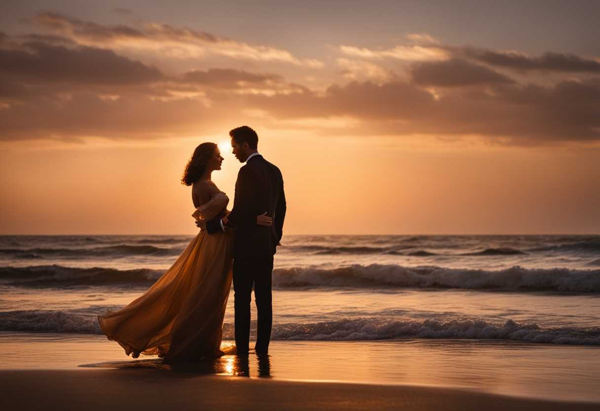 Romantic-couple-embrace-on-empty-beach-at-sunset-bathed-in-golden-light-feeling-love_lpyc