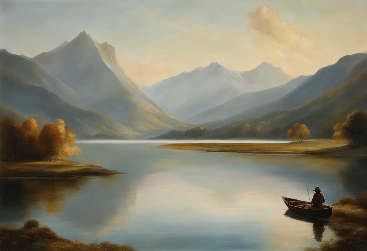 Solitary-figure-at-tranquil-lake-surrounded-by-towering-mountains-in-soft-morning-light_srxs