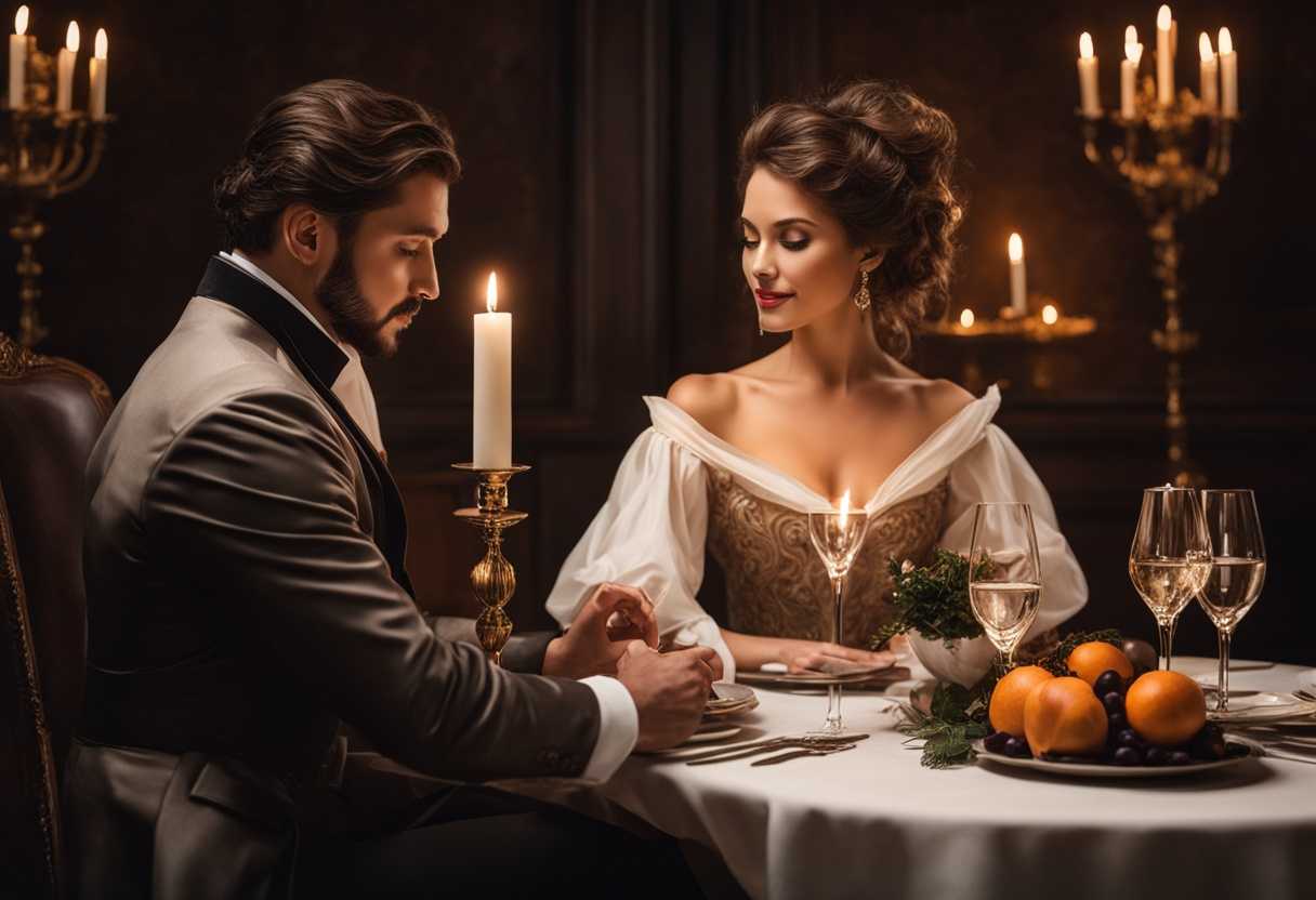 Romantic-couple-in-elegant-attire-sharing-intimate-candlelit-dinner-creating-timeless-warmth-and-jo_clqi