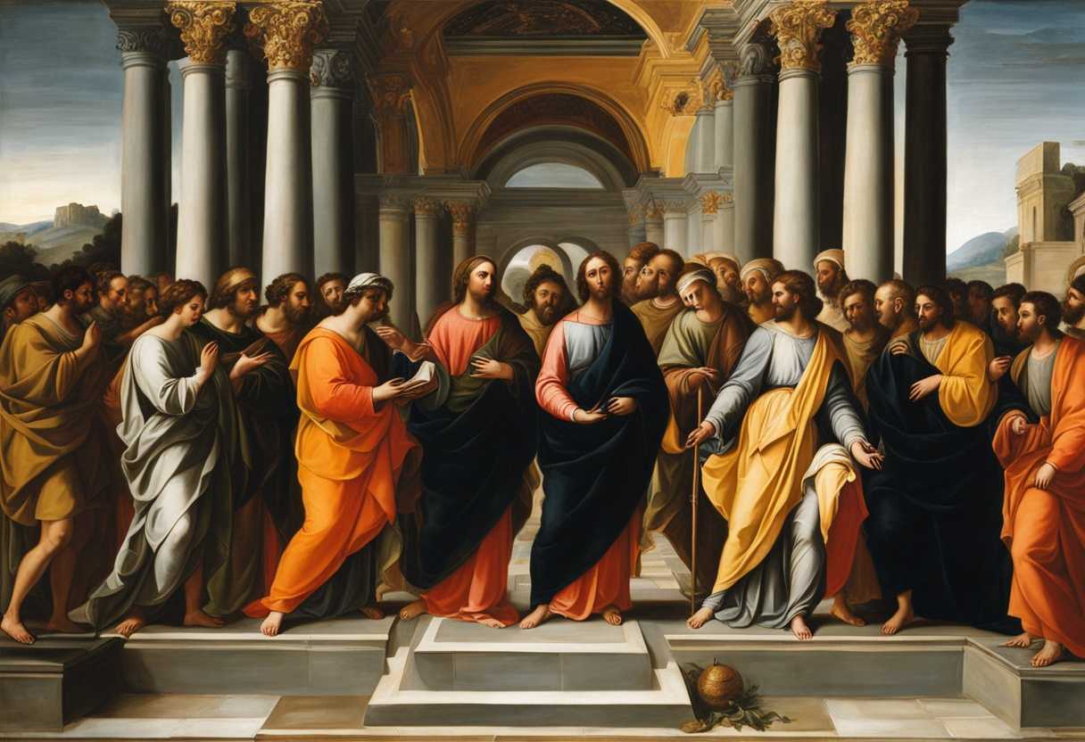 Paul-surrounded-by-saints-in-Ephesus-exudes-authority-and-piety-in-a-timeless-spiritual-setting_idfs