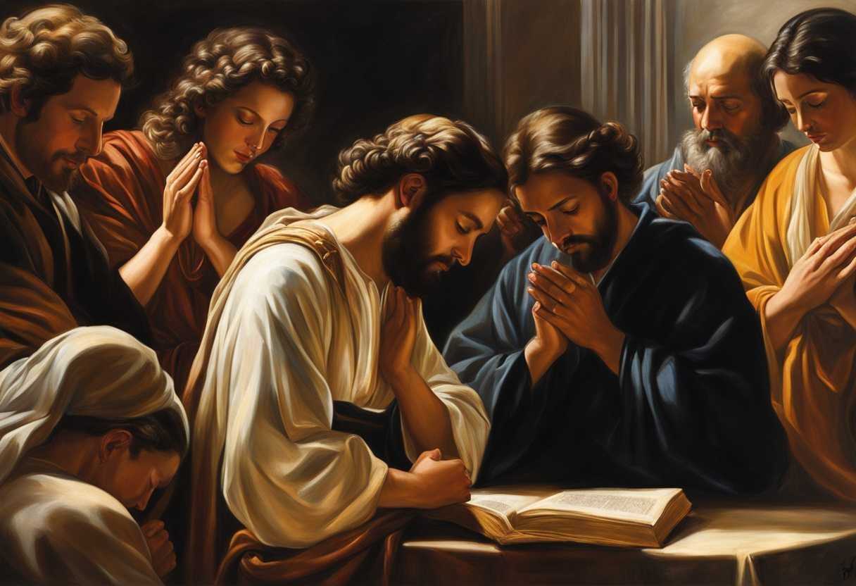 A-diverse-group-of-individuals-in-prayer-bathed-in-sunlight-hands-clasped-in-unity_nvyq