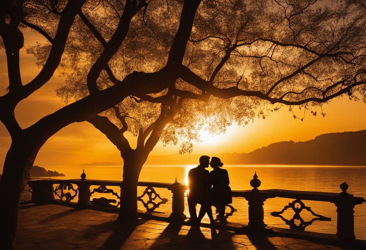Couple-embraces-in-silhouette-against-vibrant-golden-sunset-sharing-intimate-tender-moment_ypez