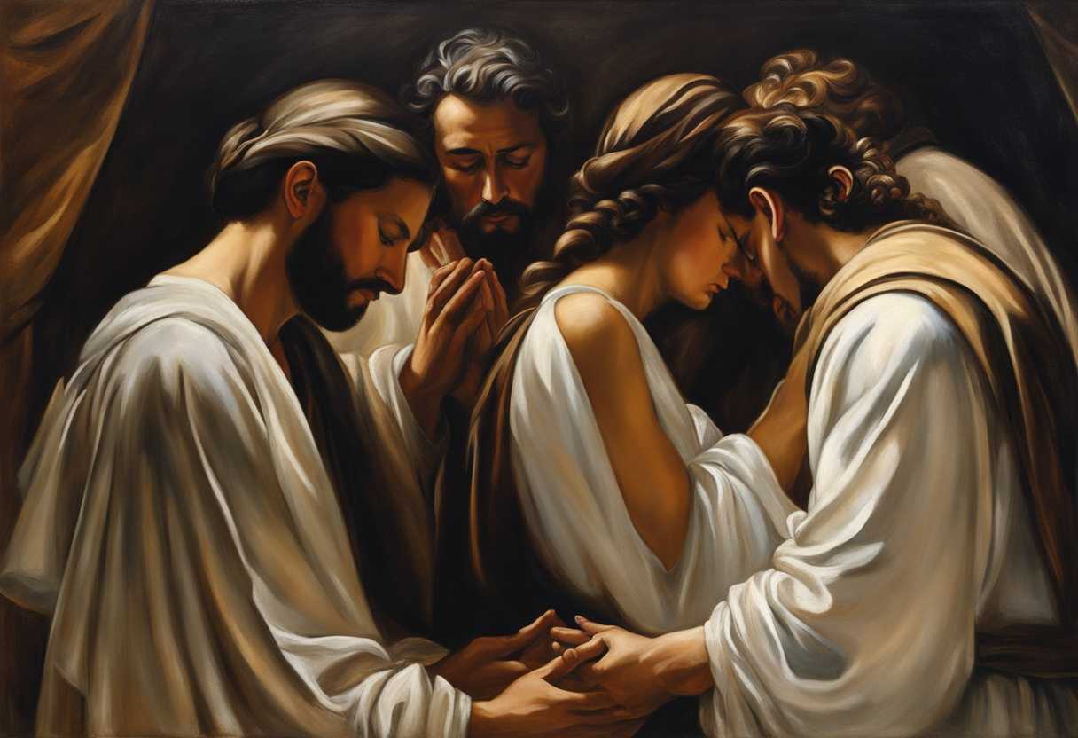 People-in-prayer-circle-heads-bowed-hands-clasped-serene-expressions-unity-faith-peace_lfin