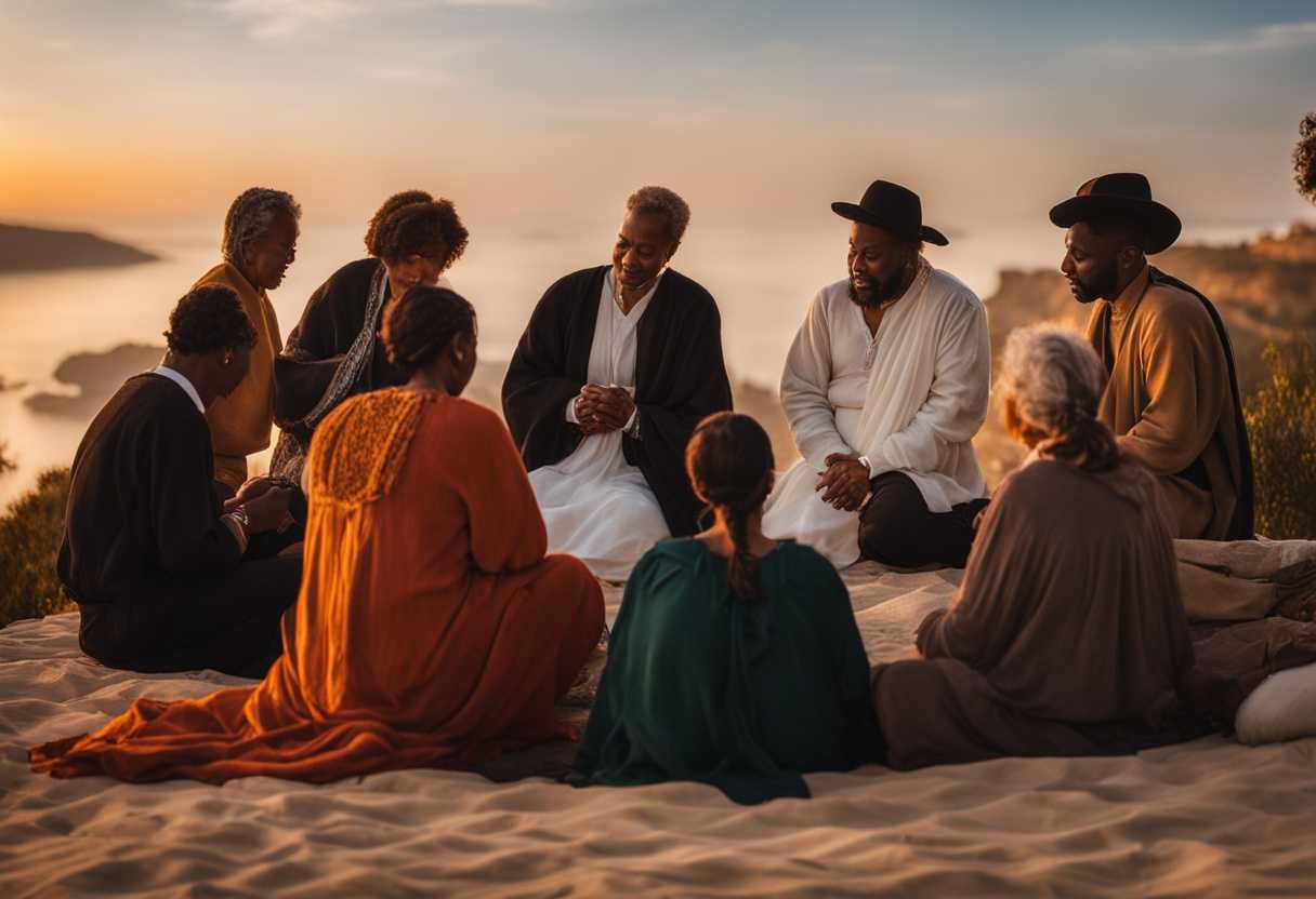 A-diverse-group-gathers-at-sunset-sharing-stories-and-prayers-feeling-connected-and-grateful_tljj
