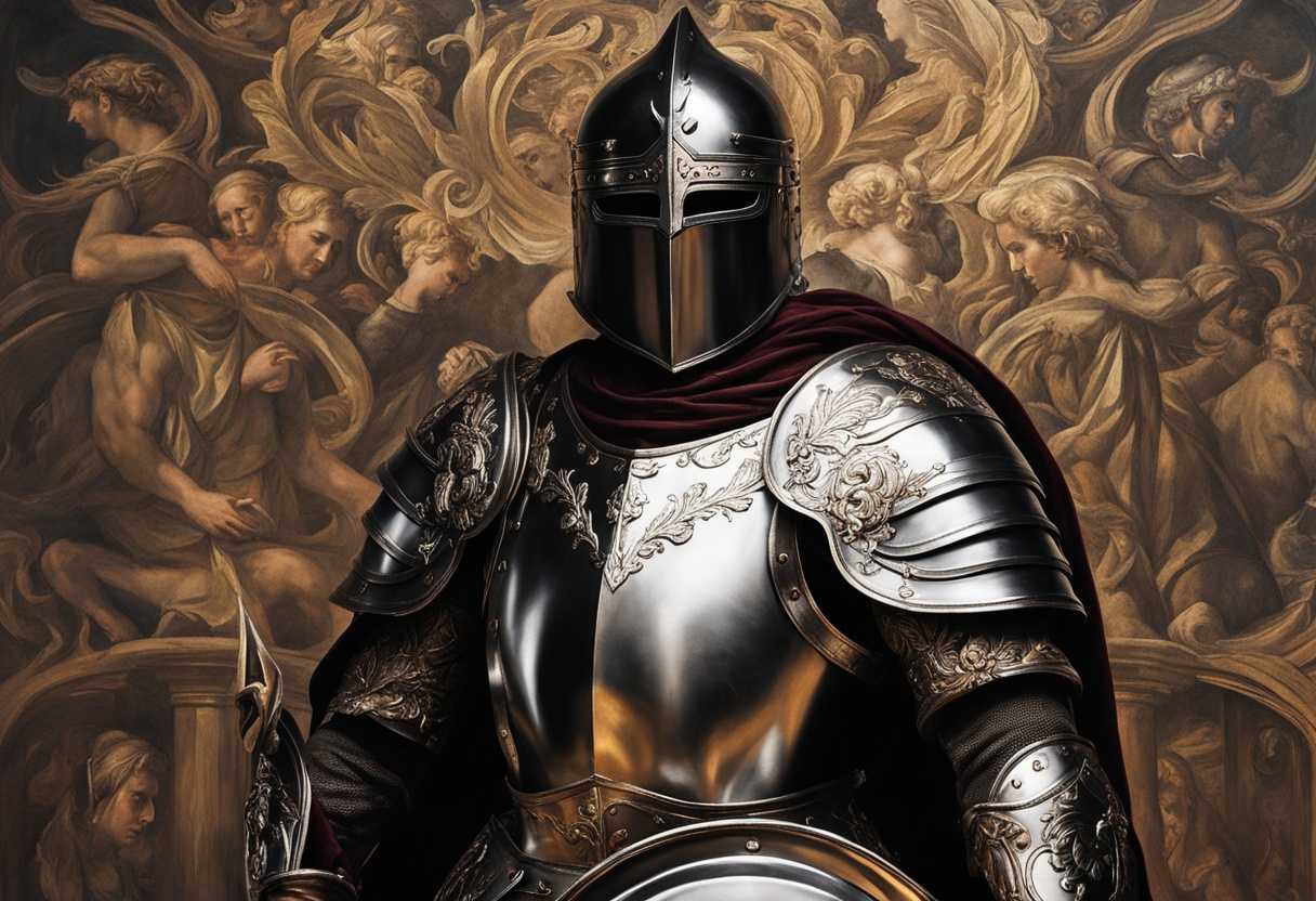 A-warrior-in-shining-armor-stands-confidently-ready-to-face-the-devil's-schemes-with-strength_umvb