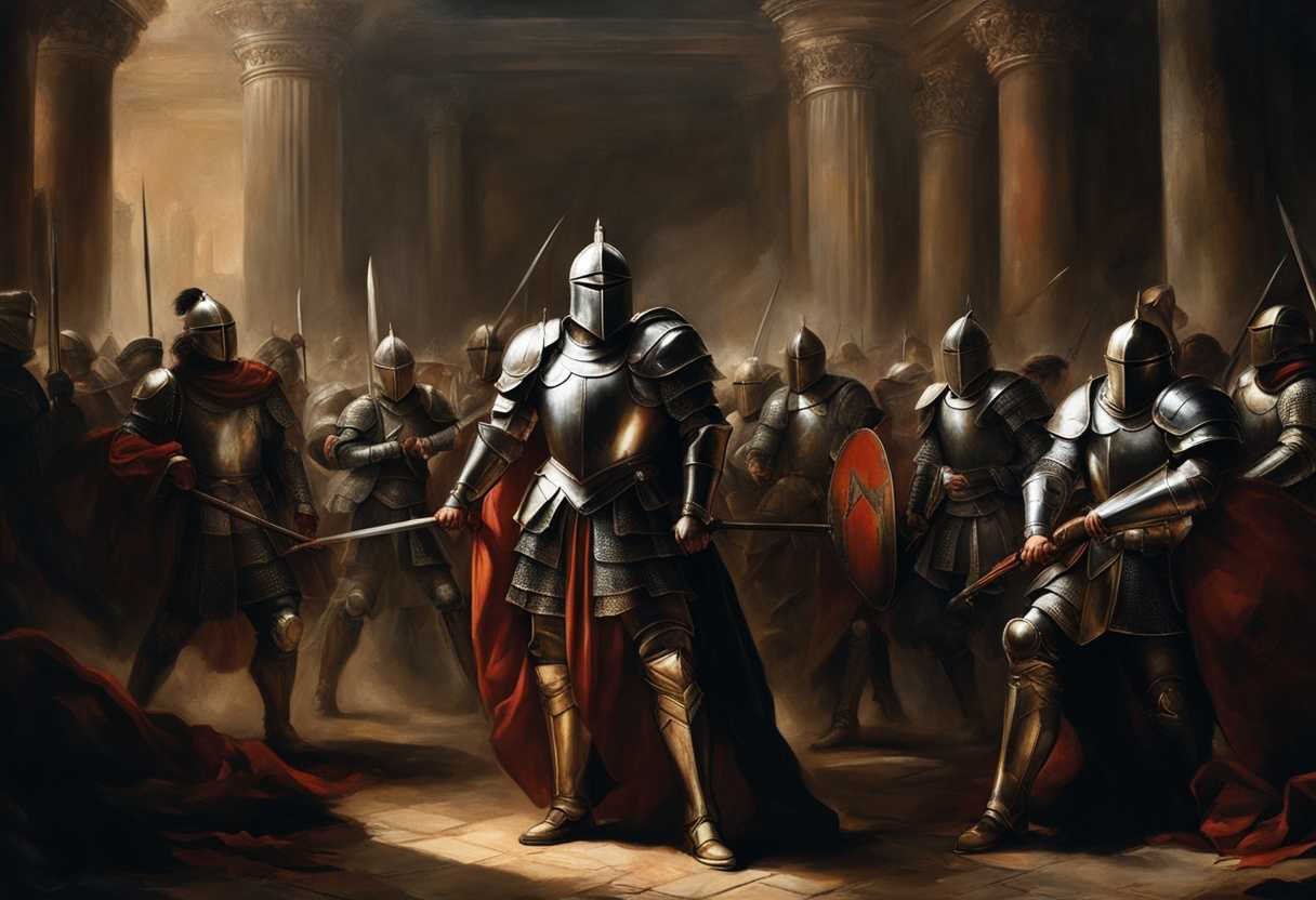 A-group-of-armored-warriors-stand-united-under-dramatic-lighting-exuding-strength-and-determination_nnap