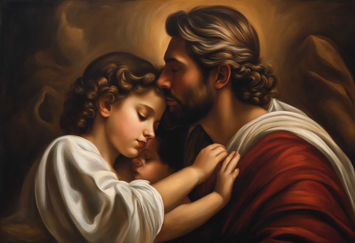 Father-and-children-share-a-tender-moment-of-love-and-respect-radiating-timeless-warmth_sigu