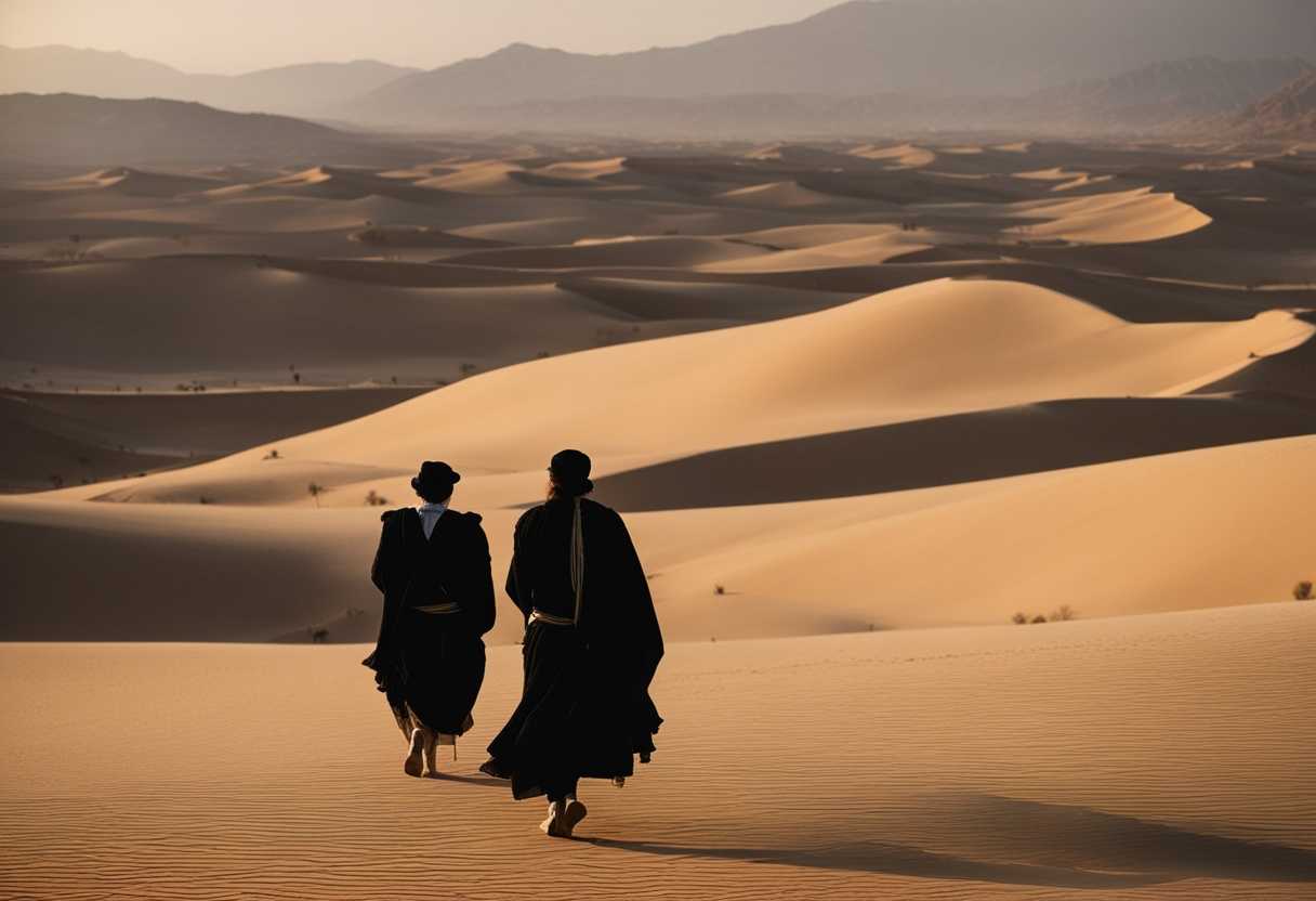 Israeli-people-in-traditional-clothing-trekking-through-a-barren-desert-at-dusk-embodying-resilienc_nvse