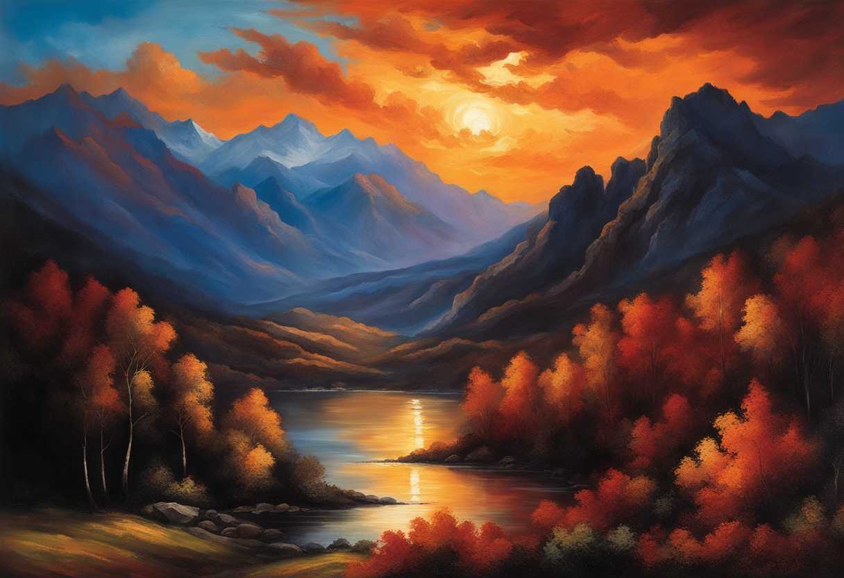 Fiery-sunset-silhouettes-rugged-mountains-vibrant-colors-illuminate-clouds-showcasing-nature's-gra_yxlh