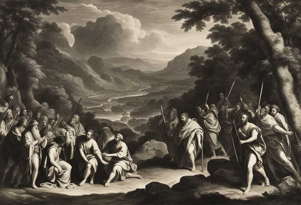 Moses-and-Aaron-lead-Israelites-through-barren-wilderness-hunger-and-despair-divine-intervention_shdu