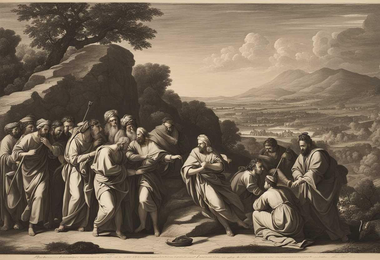 Moses-reunites-with-Jethro-Zipporah-and-the-Israelites-sharing-wisdom-and-sacrifices-in-the-deser_piec