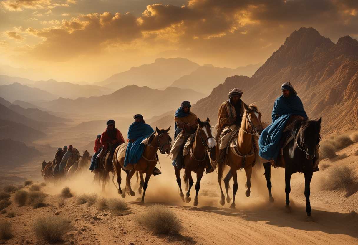 Israelites-trek-through-Sinai-desert-united-in-purpose-against-majestic-mountain-backdrop_xqbu