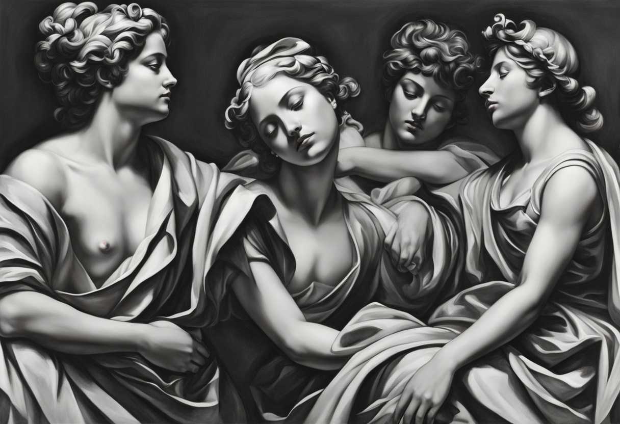 Four-figures-in-black-and-white-confident-contemplative-strong-and-calm-Timeless-detailed-expre_phxi
