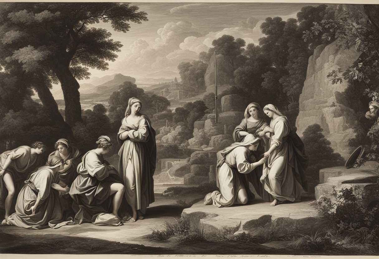 Moses-shields-seven-daughters-from-shepherds-at-a-well-in-a-tranquil-setting_dpti