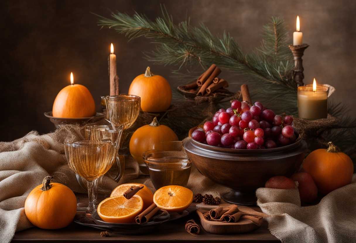 Rustic-table-adorned-with-glistening-myrrh-delicate-cinnamon-and-artfully-placed-aromatic-cane_epmi