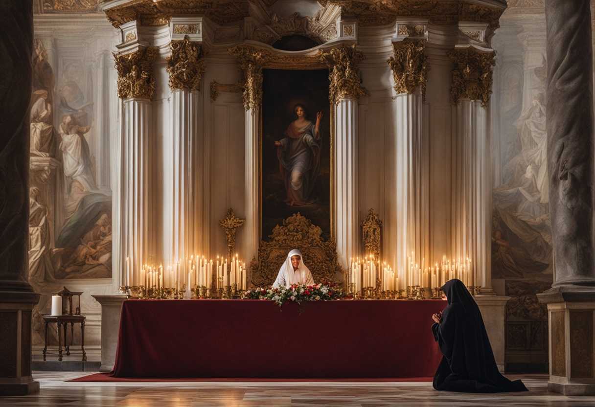 A-figure-in-religious-attire-prays-at-an-ornate-altar-with-lit-candles-immersed-in-devotion_lpwn
