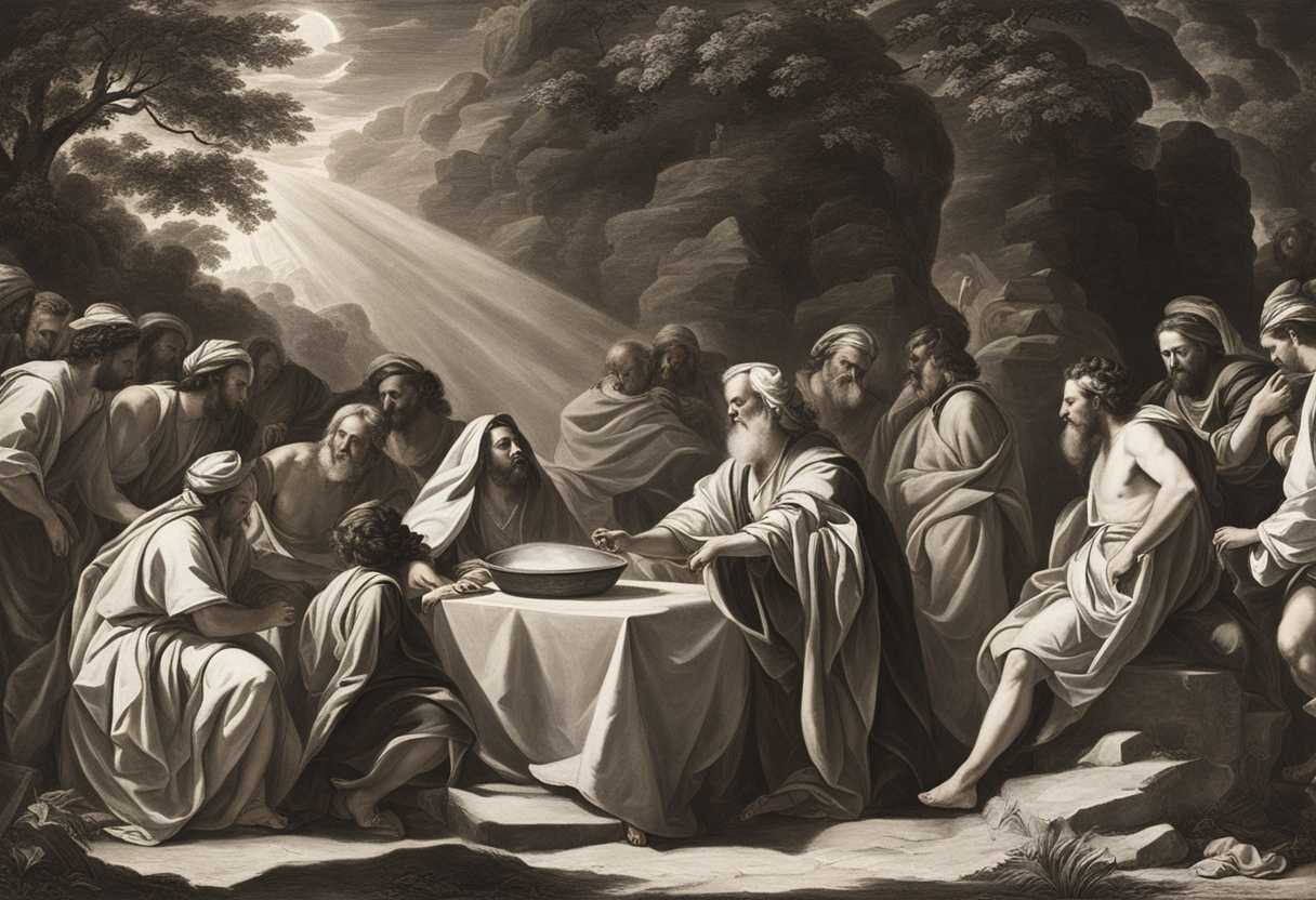 Moses-bathed-in-divine-light-at-tent-entrance-people-in-awe-worshiping_mixq