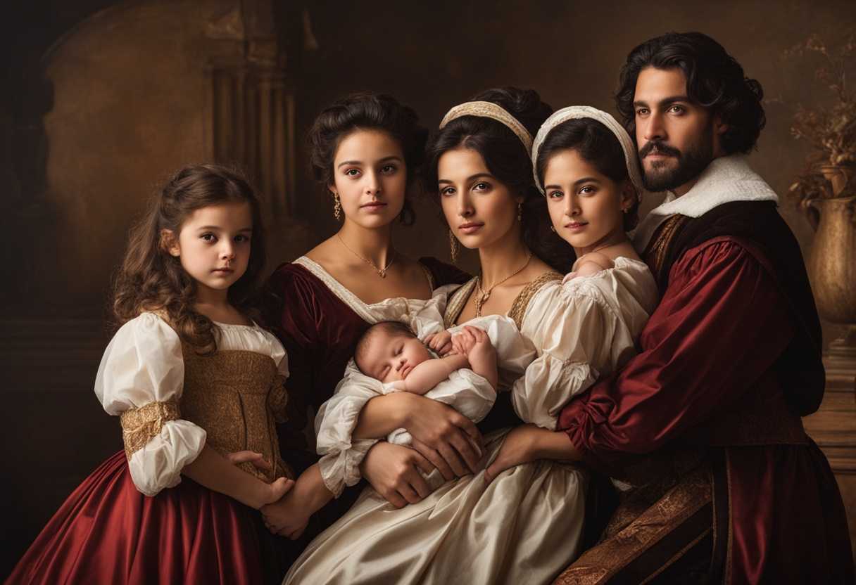 A-family-of-six-in-traditional-attire-embracing-warmly-in-a-timeless-unposed-portrait_lnke