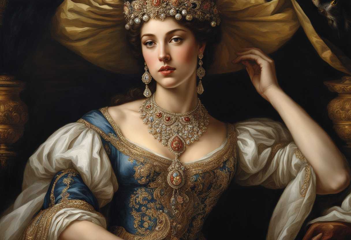 A-regal-figure-adorned-in-intricate-jewelry-exudes-confidence-and-elegance-in-a-royal-setting_skgr