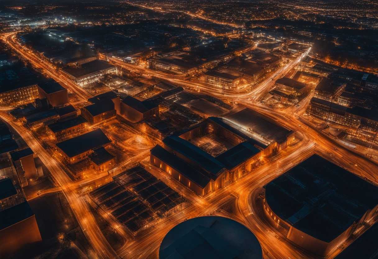 Aerial-shot-of-a-fiery-industrial-scene-with-gleaming-metal-and-dynamic-movement_qjof