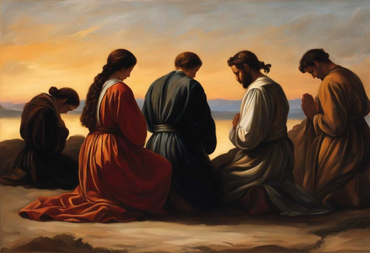 People-in-prayer-circle-at-sunset-heads-bowed-hands-clasped-serene-atmosphere_darz