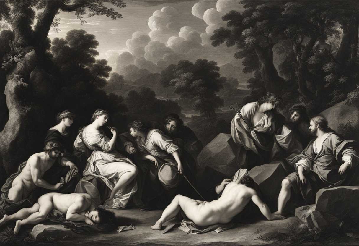 A-somber-group-scattered-in-the-wilderness-gazing-into-the-distance-with-longing-and-separation_phps