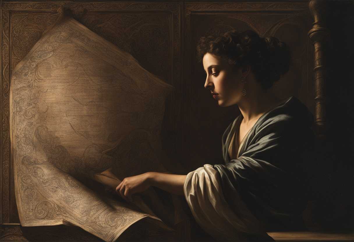 A-figure-in-a-dimly-lit-room-holding-a-weathered-scroll-with-intricate-symbols_rtfo