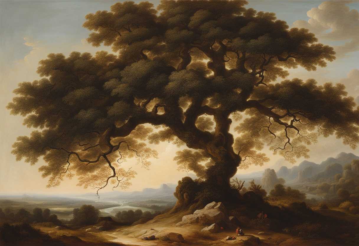 A-lone-tree-stands-tall-in-a-barren-landscape-hosting-diverse-wildlife-in-its-branches_unsj