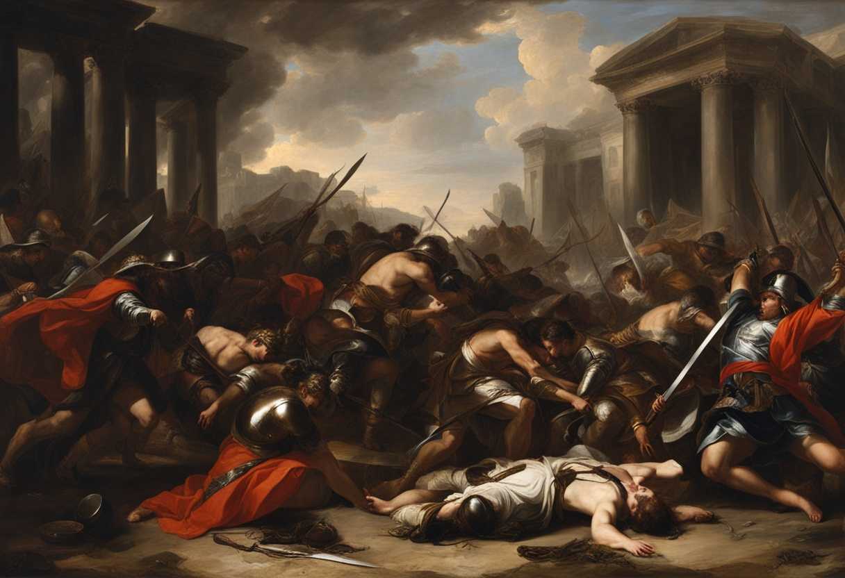 Scene-A-battlefield-strewn-with-fallen-warriors-swords-under-their-heads-embodying-solemn-sacrifi_papu
