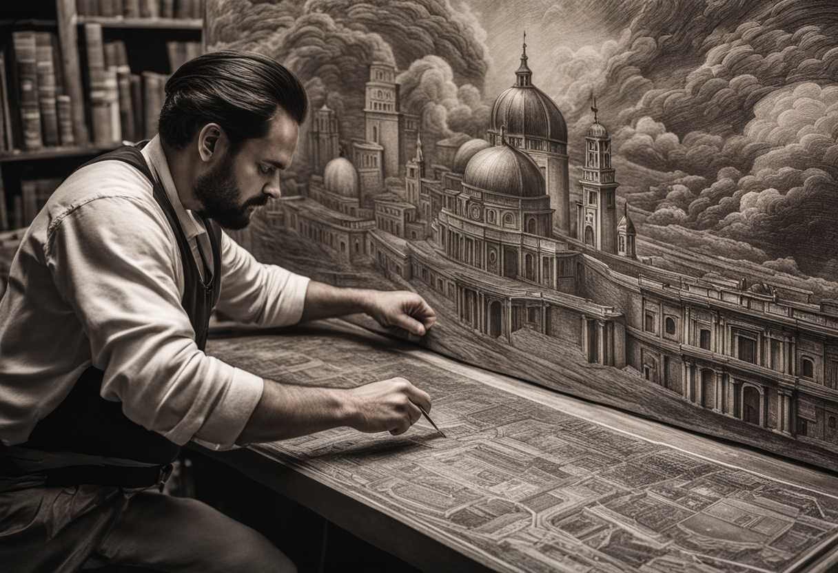 A-man-meticulously-etching-a-detailed-cityscape-on-a-brick-with-intense-focus-and-creativity_qtsa