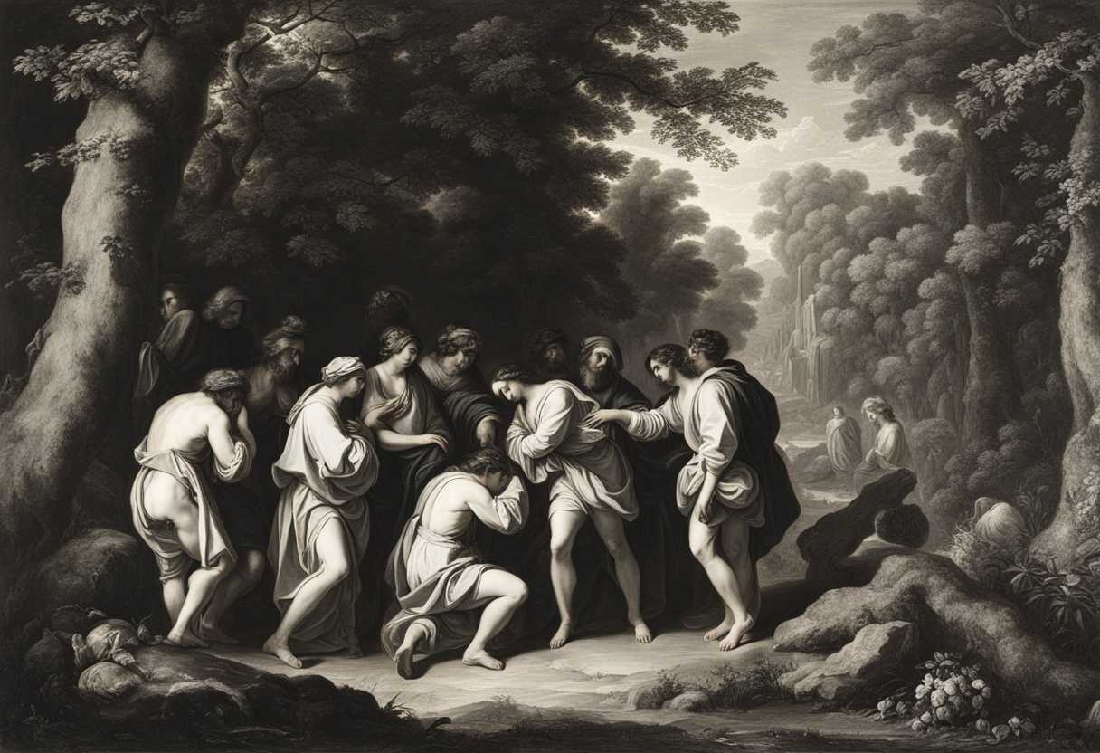 A-group-of-individuals-in-a-forest-clearing-deep-in-thought-facing-a-difficult-choice_pswt
