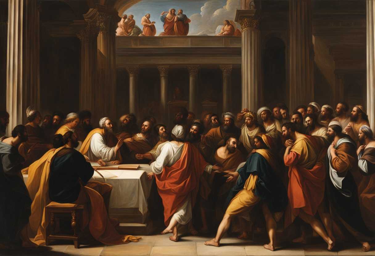 Ezra-and-leaders-of-Judah-and-Benjamin-gather-in-solemn-assembly-before-God's-house_cevw