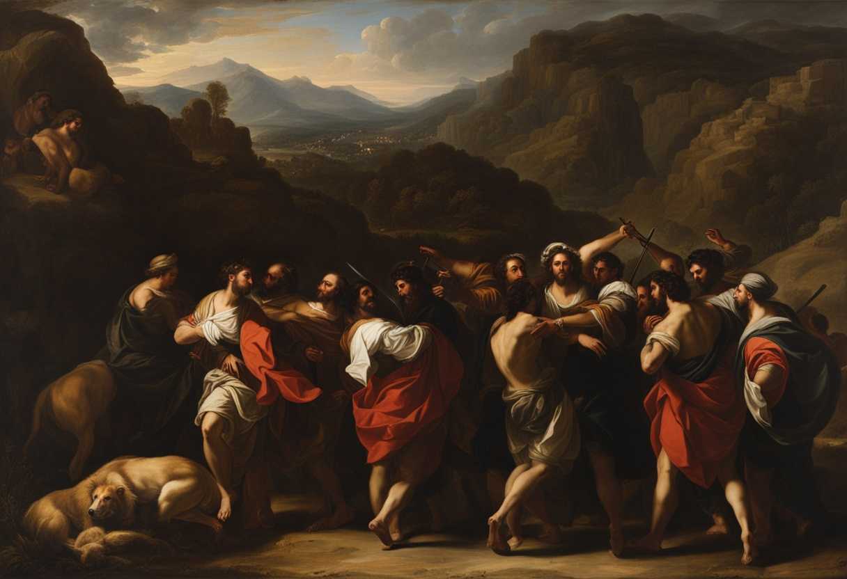 A-group-of-150-men-led-by-the-Sons-of-Shelomith-stand-united-in-a-rugged-landscape_vsws