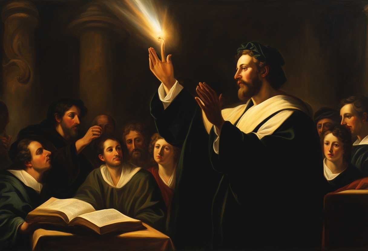 A-preacher-captivates-Gentiles-with-fervent-sermon-in-glowing-light-evoking-spiritual-connection_hnen