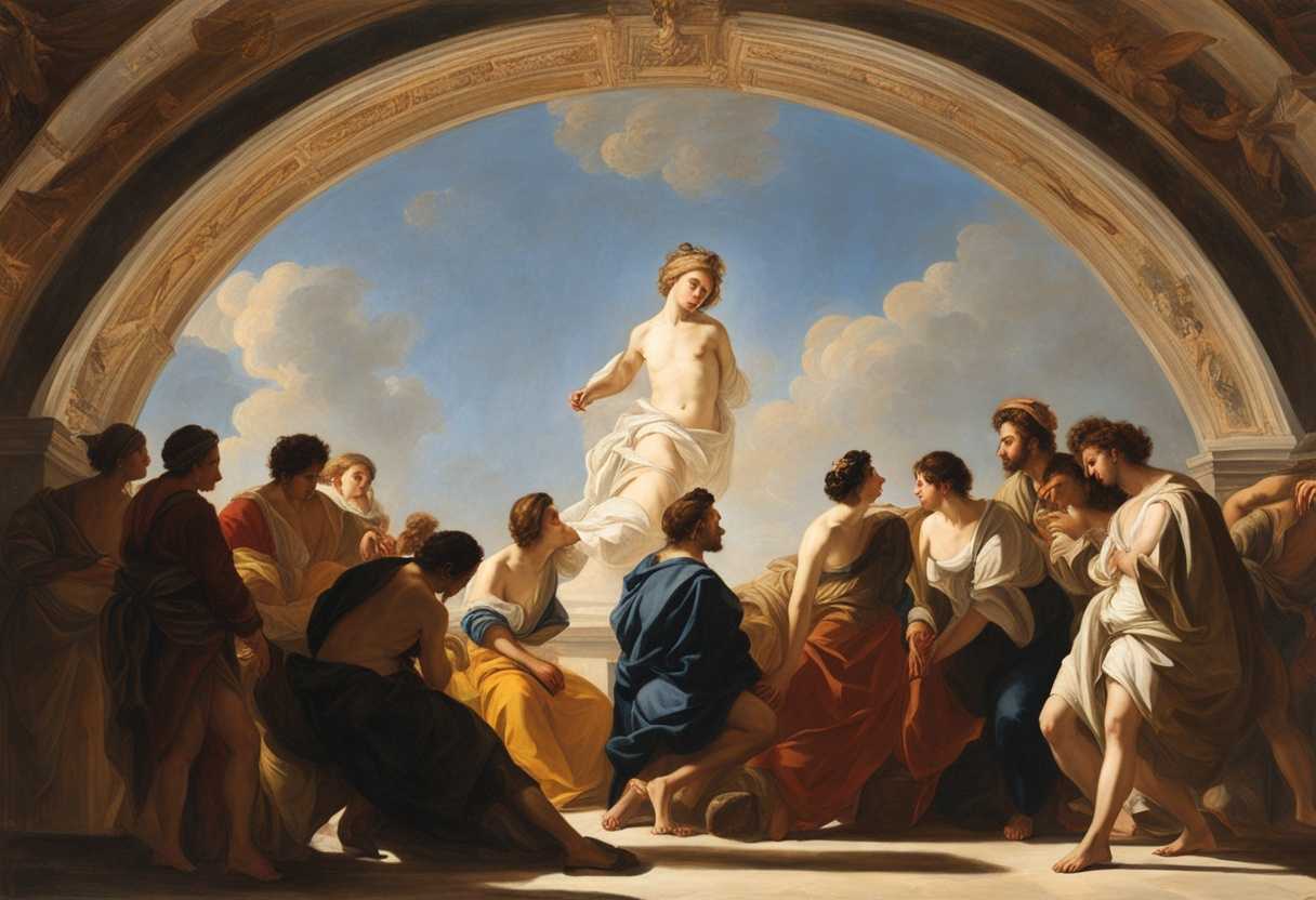 People-in-a-circle-heads-bowed-in-deep-conversation-radiating-empathy-and-unity-under-sunlight_khrh